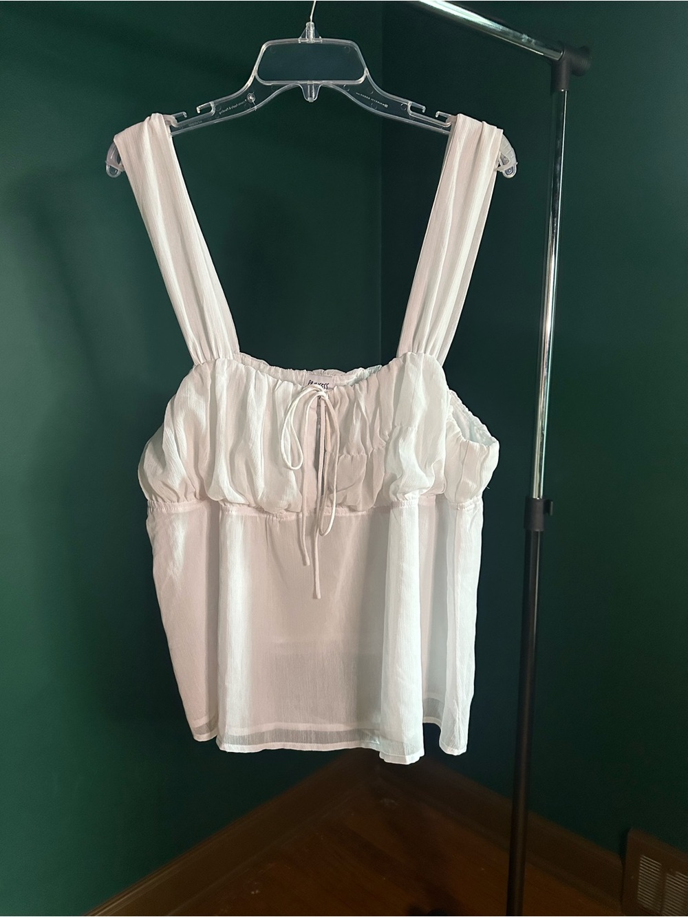 Princess Polly White Smocked Tie-Front Cami